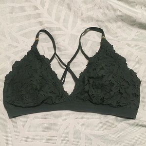 Aerie Lace Bralette Forest Green